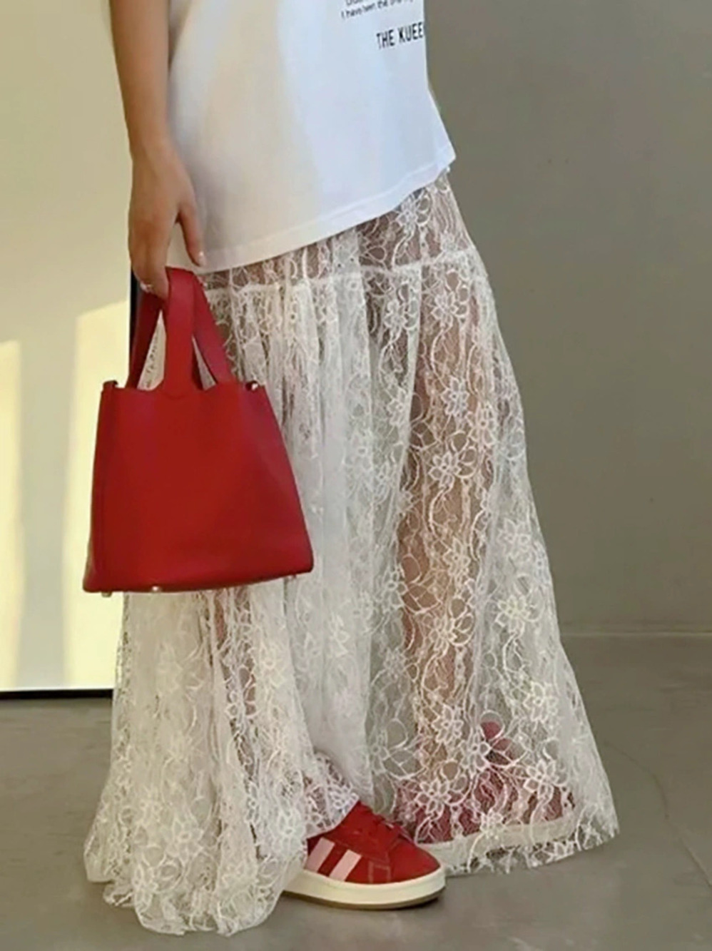 ZARA Sexy High Waist Jacquard Sheer Lace A Line Skirt Summer Loose Versatile